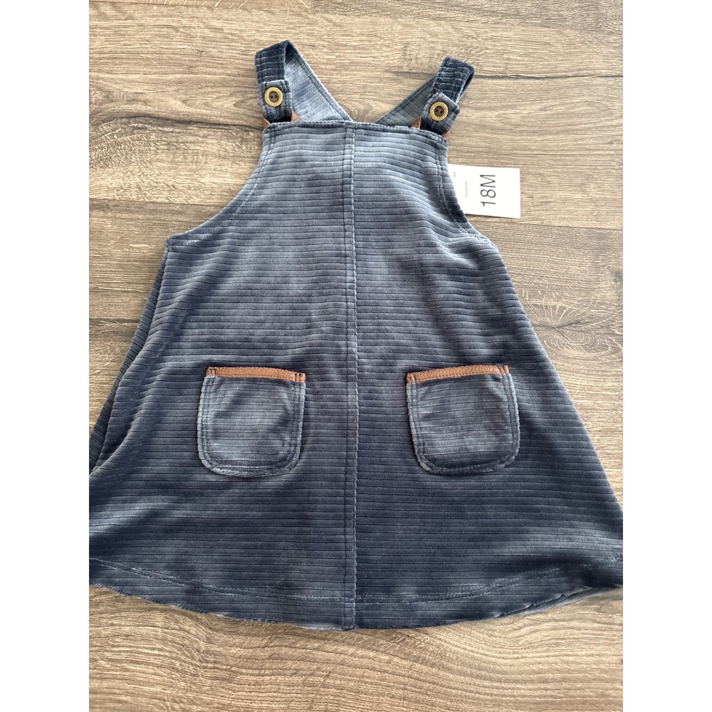 Bonnie Baby Navy Blue Corduroy Jumper Dress 18M Pinafore W14377-JL